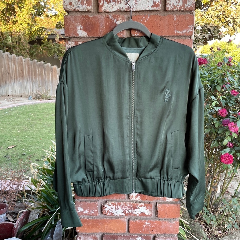 UO Silence + Noise Cleo Satin Bomber Jacket